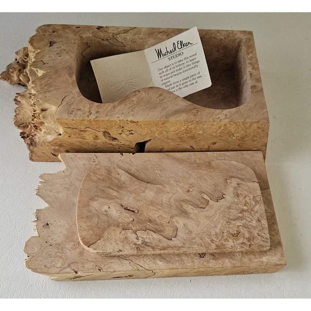 Michael Elkan Oregon Birdseye Maple Burl Box Handmade Wood Trinket Box Art Waxed
